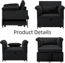 Pull Out Sofa Bed, Convertible Sleeper Chair Bed with Lumbar Pillow, 3-in-1 Sofa Chair with 3 Adjustable Backrest, Armchair Sleeper Small Couch for Small Spaces Living Room Black by CozyNest Decor