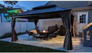 Kozyard Alexander 12‘ X 16’ Hardtop Aluminum Permanent Gazebo with a Mosquito Net and Privacy Sidewalls, Permanent Gazebo Pavilion for Patio, Backyard (Alexander 12'x16' (Brown)) by GreenHaven Gardens
