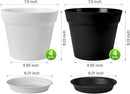 homenote Plant Pots,7.5 Inch Flower Pots for Plants Plastic Planters for Indoor with Multiple Drainage Holes and Trays, for All Home Garden Flowers Succulents,Outdoor(White&Black,8 Pack) by CozyNest Decor