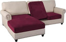 PrinceDeco Sectional Couch Covers 3 Pieces Velvet Sofa Covers L Shape Soft Couch Covers for Sectional Sofa Corner Sofa Cover Couch Cover for Dogs Washable (2 Seater + 1 Chaise,Burgundy) by CozyNest Decor