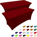 IVAPUPU 2 Pack 8FT Table Cloth for Rectangular Fitted Events Stretch Burgundy Table Covers Washable Cover Spandex Tablecloth Protector for Party, Wedding, Cocktail, Banquet, Festival by CozyNest Decor