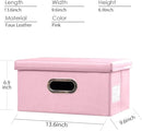 PRANDOM Collapsible Storage Box with Lid [1-Pack] Leather Fabric Foldable Storage Bin Organizer Container Basket Cube with Cover for Home Bedroom Closet Office Nursery Pink (13.6x9.6x6.9) by TinyTreasures Baby Boutique