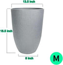 2 Pcs Pack 18.5 Inches Heavy Duty Plastic Resin Tall Tapered Planter Pots Large Round Planter Flower Pot with Drainage Holes for Indoor Outdoor Deck Porch Garden Home Patio Front Door (Light grey, M) by CozyNest Decor