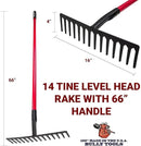 Bully Tools 92301 7 Gauge 16" Level Head Rake with Fiberglass Handle, 66" by GreenHaven Gardens