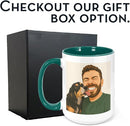 Personalized Coffee Mug, Custom Drawing Portrait Gift, Funny Customized Coffee Gift for Men & Women, Custom Mugs with Pictures, Green 15oz Customized Ceramic Tea Cup by TinyTreasures Baby Boutique
