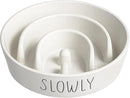 Ceramic Slow Feeder Dog Bowls Small Breed, 0.6 Cups Dog Food Dish for Fast Eaters, Puzzle Bowl for Small Dogs and Cats,White by CozyNest Decor