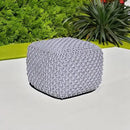 BIRDROCK HOME Square Pouf Ottoman | Cotton Braided Foot Stool with Bean Bag Filling | Boho Foot Rest for Living Room, Bedroom | Compact & Comfortable Seating, Lightweight & Sturdy | Grey by CozyNest Decor