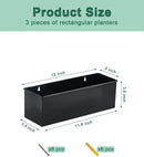 vensovo Metal Wall Hanging Planter Boxes – 12" Rectangle Flower Pots, 3 Pack with Drainage, Durable Galvanized Finish for Indoor Outdoor Balcony Fence Windowsill, Black by CozyNest Decor