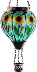 Starsoul Sunflower Hot Air Balloon Solar Lantern - Glass Outdoor Flickering Flame Light, Waterproof Hanging Lamp for Garden, Patio, Yard, Party Decor by GreenHaven Gardens