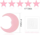 100 Stars and 1 Moon Glow in The Dark Luminous Fluorescent 3D Plastic Glow Stars Moon for Ceiling, Glowing Wall Stickers Create a Realistic Starry Sky, Room Decorations (Pink)