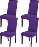 JQinHome Dining Chair Slipcover, High Stretch Removable Washable Chair Seat Protector Cover Set of 4,Chair Covers for Dining Room, Kitchen,Home Party,Wedding Ceremony(Purple, 4PC) by CozyNest Decor