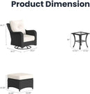 5 Pieces Outdoor Patio Furniture Sets with Rocking Swivel Chairs with 6-inch Thick Cushion and Side Table for Deck Lawn