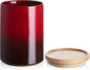 Sweejar Ceramic Food Storage Jar, Stackable Kitchen Canisters, Containers with Airtight Seal Wooden Lid for Serving Ground Coffee, Tea, Sugar, Salt and More - 28 Fl Oz (Gradient Red) by CozyNest Decor