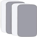 4-Pack Fitted Crib Sheets for Boys and Girls - Breathable, Soft Microfiber Baby Sheets in Grey and White by TinyTreasures Baby Boutique