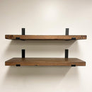 Rustic Shelves with J-Brackets Set of 2, Industrial Shelf, Kitchen Shelves, Solid Wood, Decorative Wall Storage, Heavy Duty, URBANDI (Provincial, 36Wx10D) by CozyNest Decor
