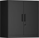 Metal Wall Cabinet,Garage Wall Cabinetwith Handle,Lockable Storage Cabinets Wall Mounted with 2 Doors,Locking Cabinet with Shelves for Basement,Living Home,Black by CozyNest Decor