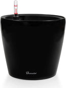 Dexceder 9x8 Inches High Gloss Self Watering Planter Indoor Outdoor, Inner Pot Design, Thickened Table Flower Plant Pot with Water Level Indicator (Black) by CozyNest Decor