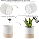 Nihow Self Watering Plant Pot: 6 Inch Ceramic Planter with Drainage Hole & Water Storage Plus for Indoor & Outdoor Plants - Cylinder Round Flower Pot for Succulent/Herbs/Violets - White & Brown by CozyNest Decor