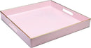 Spsyrine Pink Decorative Serving Tray with Handles, 13" X 13" Square Plastic Coffee Table Tray for Ottoman, Living Room, Bathroom, Home Decor. by CozyNest Decor