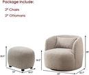 KINWELL 34" Wide 2 Boucle Swivel Barrel Chairs and 2 Ottomans Set, Fully Assembled Sherpa Accent Chairs and Footrest Set, Modern Comfy Armchairs and Footstool for Living Room and Bedroom, Taupe by CozyNest Decor