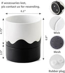 Nihow Self Watering Plant Pot: 6 Inch Ceramic Planter with Drainage Hole & Water Storage Plus for Indoor & Outdoor Plants - Cylinder Round Flower Pot for Succulent/Herbs/Violets - White & Wave Black by CozyNest Decor