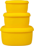 BLUE GINKGO Nesting Silicone Containers - Set of 3 Hard-Shell Silicone Food Storage Containers | BPA Free, Airtight, Dishwasher and Freezer Safe (6.7oz, 10oz, 20oz) - Yellow by TinyTreasures Baby Boutique