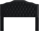 24KF Upholstered Button Tufted Queen Size Full Size Headboard with Nailhead Trim, Soft Velvet Fabric Headboard Queen/Full Size Headboad-Black by CozyNest Decor