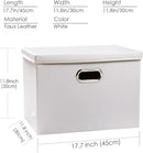 PRANDOM Large Stackable Storage Bins with Lids [5-Pack] Leather Fabric Foldable Storage Boxes Organizer Containers Baskets Cube with Cover for Bedroom Closet Office Nursery White (17.7x11.8x11.8) by CozyNest Decor