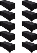 Surmente 10 Pack Black Tablecloth 90 x 156-inch Rectangular Polyester Table Cloth for Weddings, Banquets, or Restaurants by CozyNest Decor