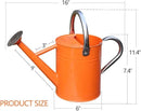 Metal Watering Can, One Gallon Watering Cans Stainless Steel for Outdoor Indoor Garden Plants Watering (Stainless Steel Handle Orange) by GreenHaven Gardens