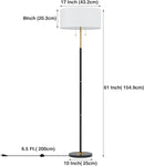2-Light Floor Lamp, Mid Century Floor Lamp with White Fabric Shade, Standing Lamp Tall Lamp for Living Room Bedroom, 3 Color Temperatures 9W Bulb Include by CozyNest Decor