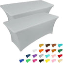 IVAPUPU 2 Pack 8FT Table Cloth for Rectangular Fitted Events Stretch Grey Table Covers Washable Cover Spandex Tablecloth Protector for Party, Wedding, Cocktail, Banquet, Festival by CozyNest Decor