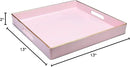 Spsyrine Pink Decorative Serving Tray with Handles, 13" X 13" Square Plastic Coffee Table Tray for Ottoman, Living Room, Bathroom, Home Decor. by CozyNest Decor