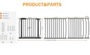 30" Tall Extra Wide Baby Gate for Doorways Stairs Large Long Dog Gates Pressure Mounted Indoor Safety Gates Walk Through Toddler Child Gates for Kids or Pets (Black, 76.38-86.3"/194-219cm) by TinyTreasures Baby Boutique