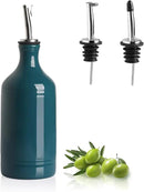 Sweejar Ceramic Olive Oil Dispenser Bottle, Opaque Oil Cruet Protects Oil to Reduce Oxidation, Suitable for Storage Oil, Vinegar, Coffee Syrups & Other Liquids, Pack of 1, 15.5 Fl Oz (Teal Green) by CozyNest Decor