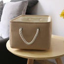 TheWarmHome Decorative Basket Rectangular Small Storage Basket Fabric Storage Bin Organizer Basket with Handles for Clothes Storage (Beige, 11.8L×7.9W×5.2H inch) by TinyTreasures Baby Boutique