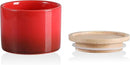 Sweejar Kitchen Canisters Ceramic Food Storage Jar, Stackable Containers with Airtight Seal Wooden Lid for Serving Ground Coffee, Tea, Sugar, Spice and More - 5 Fl Oz(Gradient Red) by CozyNest Decor