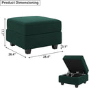 Belffin Storage Ottoman Module for Modular Sectional Sofa Square Seat Cube Velvet Foot Stool Green by CozyNest Decor