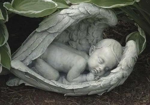 Joseph's Studio by Roman Inc, Sleeping Baby in Wings, Garden Collection, Religious Statue, Holy Family, Memorial, Angel, Patron Saint, Garden Décor (7x14x8), photo 2 of 2