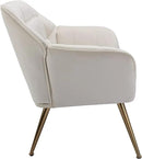 48" Small Loveseat for Small Spaces, Modern Sherpa Mini Sofa Couch 2-Seater Velvet Love Seat with Quilting Back and Gold Legs for Living Room/Bedroom, Cream by CozyNest Decor