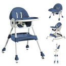 High Chairs for Babies and Toddlers, 4 in 1 Convertible Baby High Chair, Portable High Chair for Travel with Adjustable Height and Back, Foldable HighChair with Wheels& Pu Cushion by TinyTreasures Baby Boutique