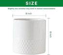 Docrin Ceramic Planters Indoor: 8 Inch Plant Pots with Drainage Holes for Home/Office - White Honeycomb by GreenHaven Gardens
