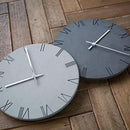 Stephanie Imports Modern Minimalist Concrete Hiding Gray Silent Wall Clock (Roman Numerals) by CozyNest Decor