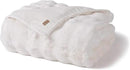 EVERGRACE Ultra Soft Luxury Fluffy Ridgeline Faux Rabbit Fur Throw Blanket, Thick Warm Bubble Throw for Bed, Cozy Plush Reversible Blankets for Couch, Chair, Sofa, Ivory White, 80x90 Inches, 870 GSM by CozyNest Decor