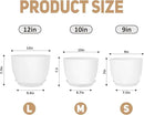 Plant Pots 12/10/9 inch Set of 3, Flower Pots with Multi Mesh Drainage Holes, Large Planters for Indoor Outdoor Garden Plants and Flowers. (White) by GreenHaven Gardens