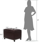 Leather Storage Ottoman Bench with Steerable Rolling Wheels, Rectangle 24 Inch Foot Rest Ottomans Stool for Living Room Bedroom (Vintage Brown) by CozyNest Decor