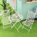 Dollhouse Miniature Bistro Table & Chairs Set Accessories Metal 1:12 Scale Miniatures White Coffee/Tea Furniture Fairy Garden Cute Rustic Elegant Decorations Ornaments (C) by GreenHaven Gardens
