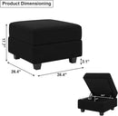 Belffin Storage Ottoman Module for Modular Sectional Sofa Square Seat Cube Velvet Foot Stool Black by CozyNest Decor