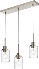 3-Light Farmhouse Chandelier Light Fixture Brushed Nickel Clear Seeded Glass Dining Room Hanging Modern Pendant Lighting Over Table,Traditional Ceiling Lights for Kitchen Island Entryway by CozyNest Decor