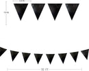 Black Party Decorations Triangle Pennant Banner Flag Black Metallic Fabric Bunting Garland for Graduation Birthday Wedding Engagement Bachelorette Holiday Halloween Celebration Hen Party Supplies by GreenHaven Gardens